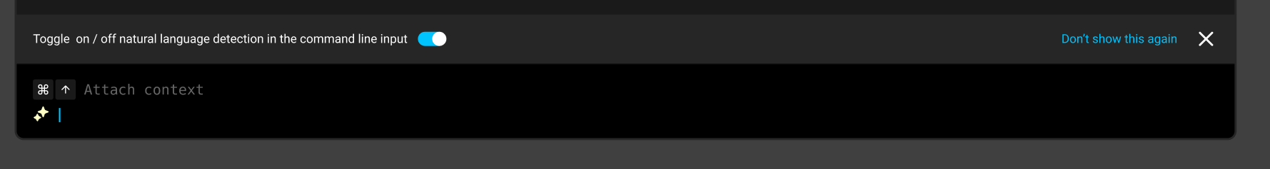 Warp displays an option to toggle natural language detection on / off