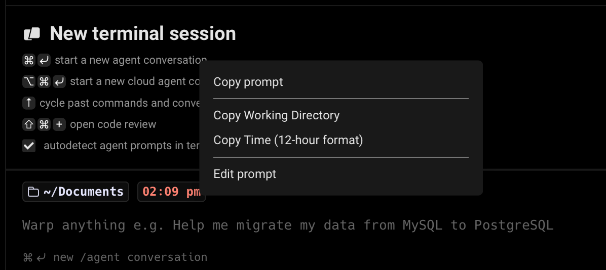Right-click context menu showing the Edit prompt option