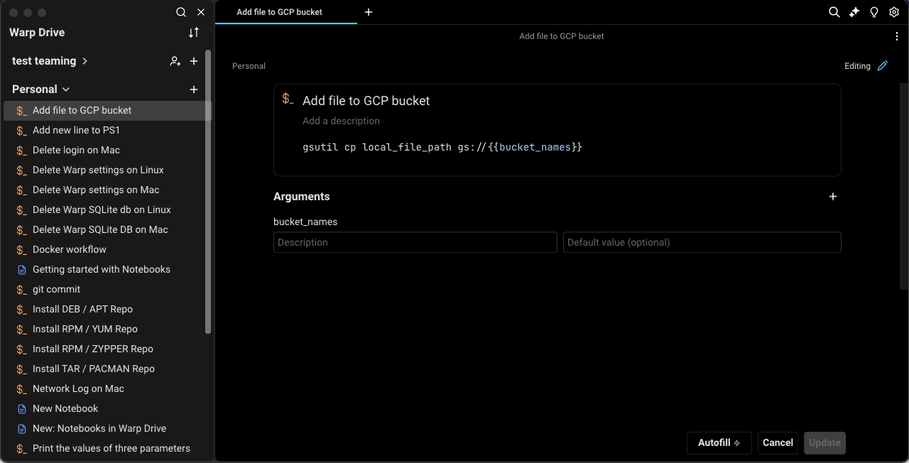 Workflows save and edit modal
