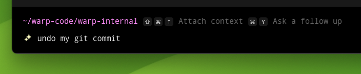 The sparkles on the command line indicate Agent Mode is active.