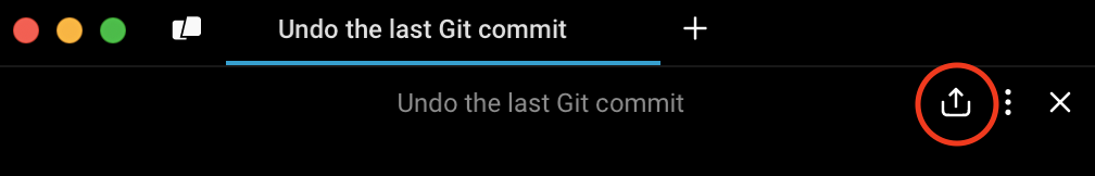 The pane header for a notebook, with the share button circled